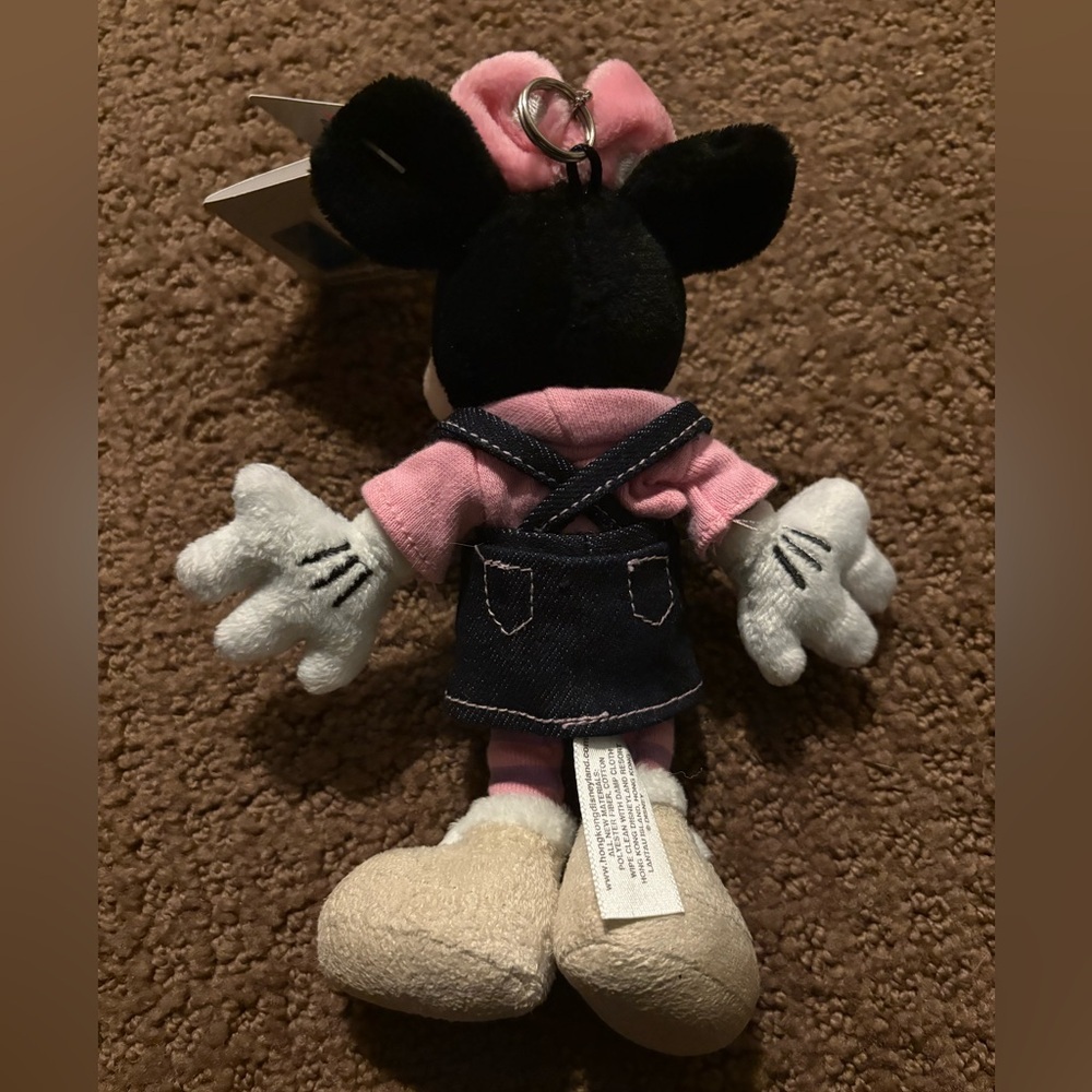 Hong Kong Disney Minnie Mouse Plush Keychain - Pink and Black - Picture 4 of 5